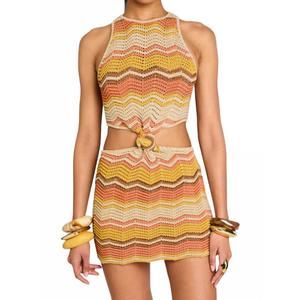 NEW RETROFETE dania crochet dress in metallic multi